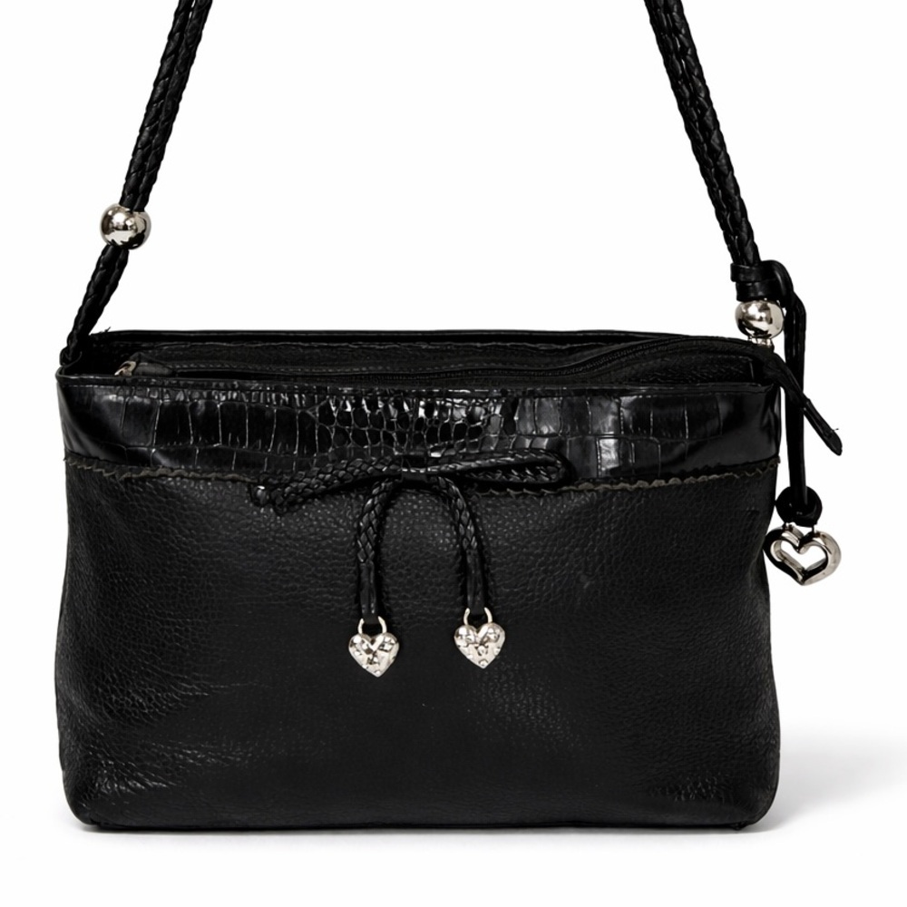 Brighton Black Leather Shoulder Bag Croc embossed shoulder bag - Picture 14 of 14